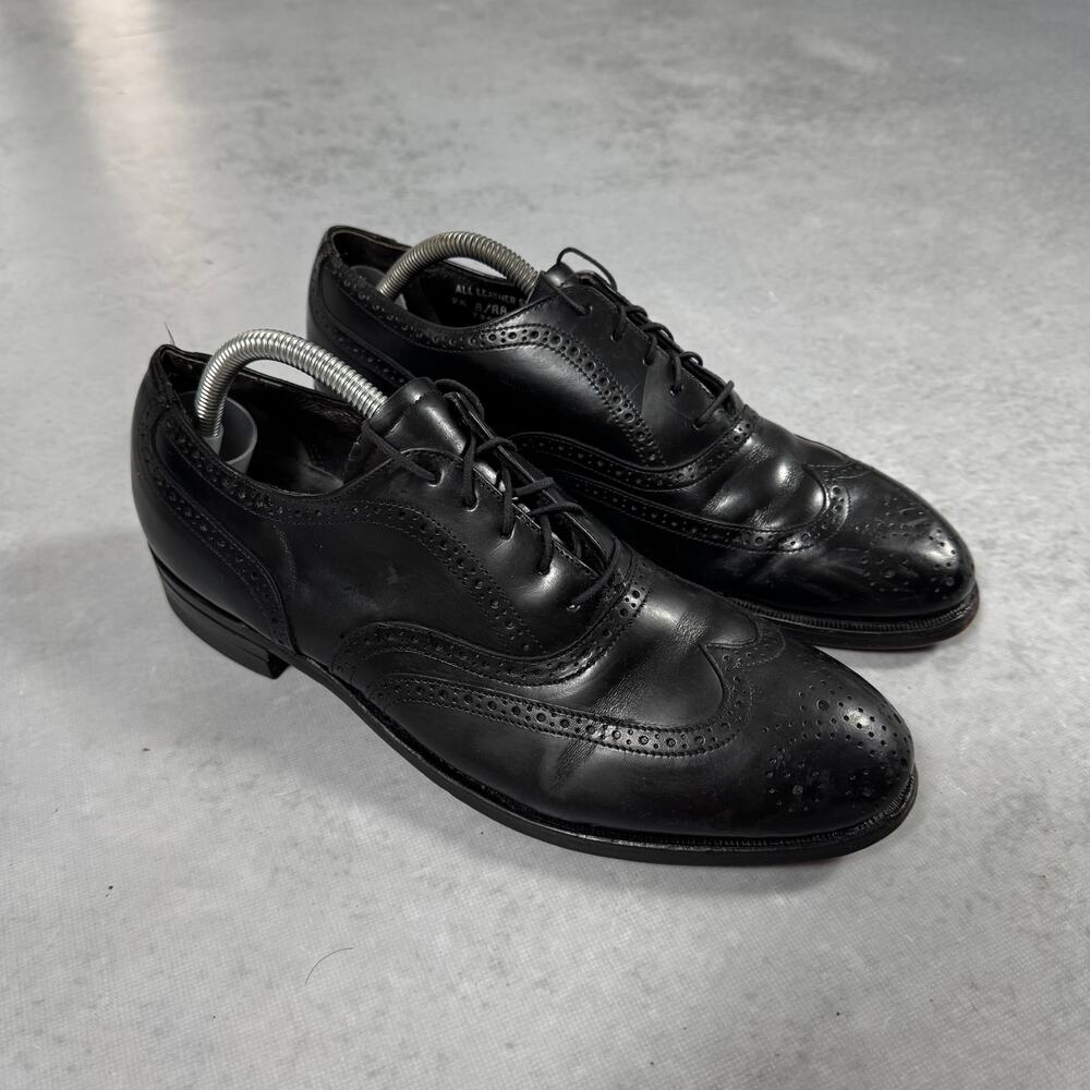 Hanover All Leather Wingtip Brogue Oxford Black Mens - Size: 9.5